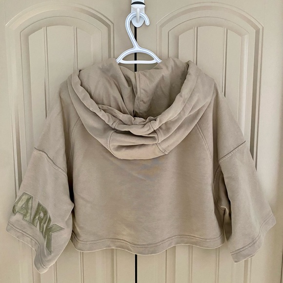 Ivy Park Tan Cropped Cotton Blend Hoodie - Picture 2 of 9